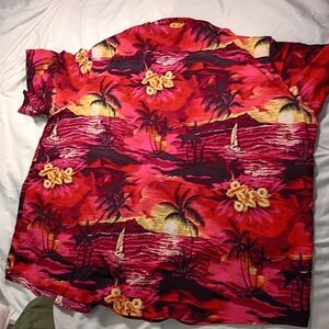 Vibrant Island Red Men's Casual Button Down Shirt